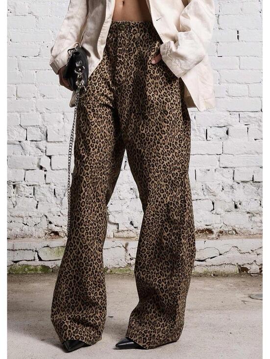 R13 Denim - NWT ~ R13 Wide Leg Utility Pant in Leopard  Size 27